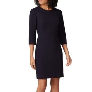 M.M. LaFleur Lena Dress Textured Ponte 3/4 Sleeve Knee-Length Sheath Black 0